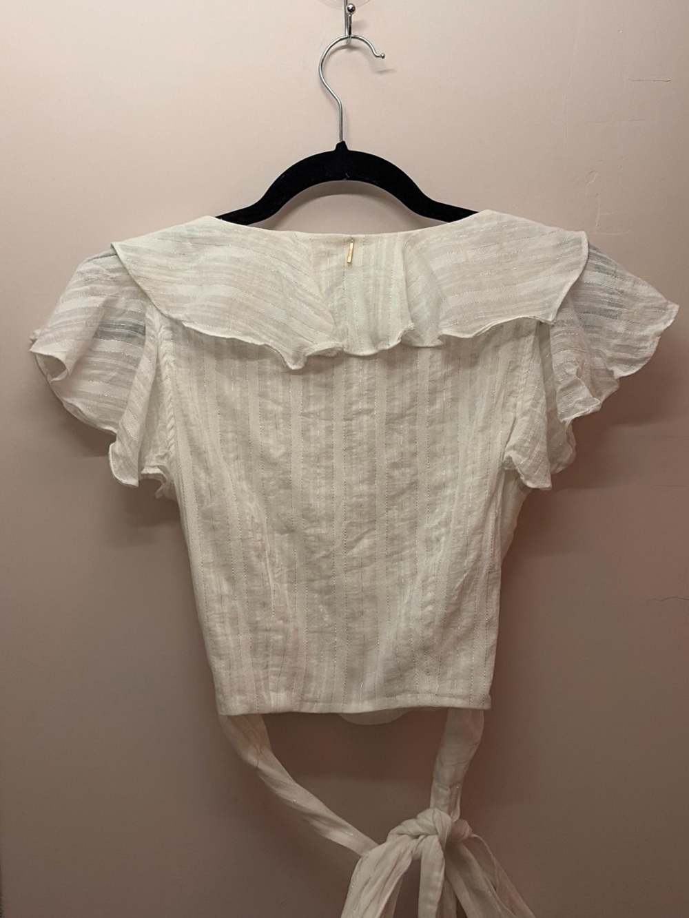 MISA Los Angeles White Ruffle Wrap Crop Top - Picture 3 of 7